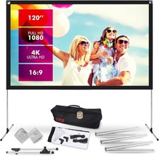 Pyle 120 Inch Foldable Projector Screen with Stand 16:9 HD Lightweight 120