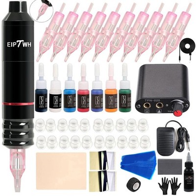 Tattoo Maschine Set DC Rotator 10 Nadeln 7 Farben Tinte
