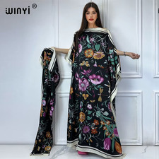 Muslim Africa Traditional Dress for Woman Abaya Dubai Luxury Print Kaftan with B
