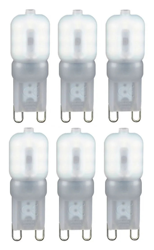 Pack Of 6 x Light Bulb Frosted 2.5w LED G9 Capsule 4000K Non Dimmable 180lm =18w
