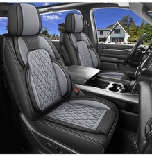 Dodge Ram 1500 2500 3500 2002-2026 Front Faux Leather Seat Covers Black Gray