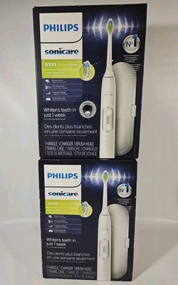 2x Philips Sonicare 6100 Protective Clean Power Electric Toothbrush White SEALED