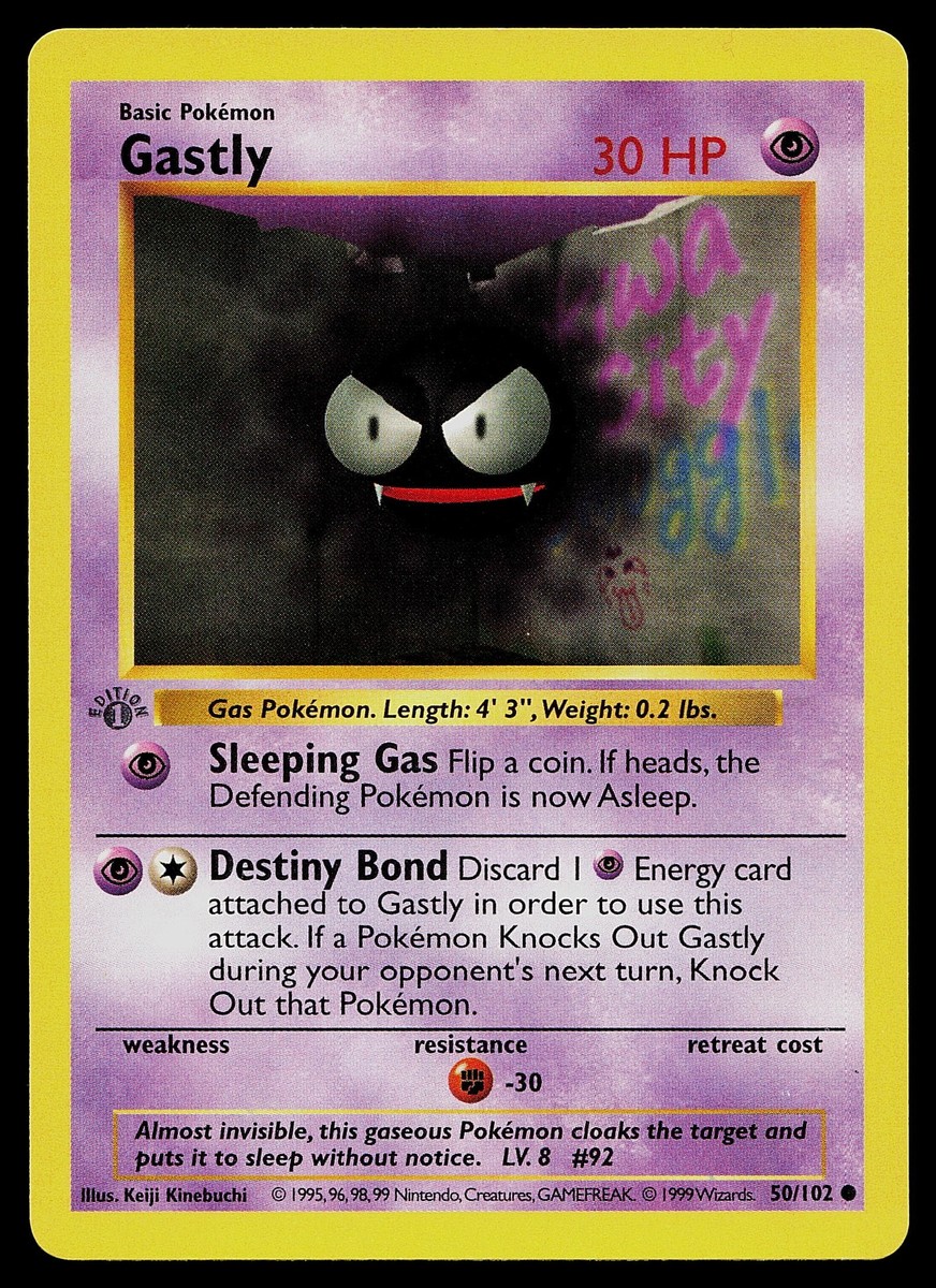 ポケモンカードゲーム Gastly 1st edition shadow less Pokemon Card - Gastly Base Set (Shadowless) 50/102 GREY STAMP 1st