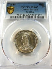 1888 Great Britain Silver Shilling  PCGS MS63