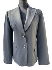 Lafayette 148 New York Navy Blue Wool Blazer Stretch Long Sleeve Collared Sz 6