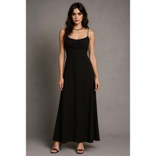 Y2K Milex Dress Womens L Black Slip Babydoll Grunge Whimsigoth Maxi Deadstock