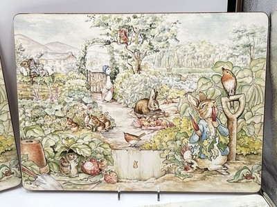 Pottery Barn Beatrix Potter Peter Rabbit Garden Cork Table Placemats Set Of 6