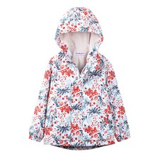 Girls Floral Print Fleece Rain Jackets Lightweight Waterproof Hooded Raincoat...