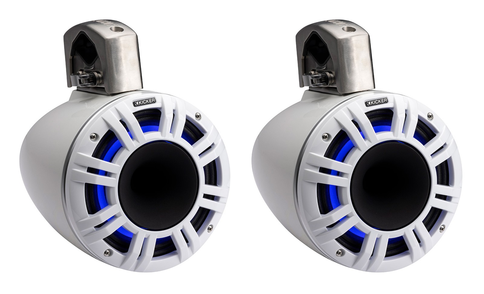4) Kicker 51KMTCXL8W 8" White Marine Wakeboard Tower Speakers+Receiver+Amplifier