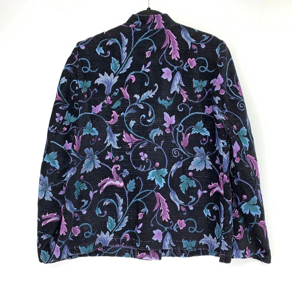 Chaqueta Blazer Vintage Años 90 Tapiz Manpleeeds Mujer Talla Mediana Estampado Floral Foto 2 de 4