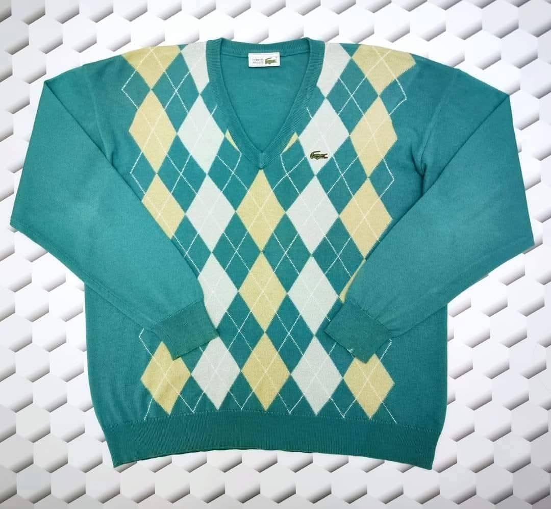 Chemise Lacoste Vintage 80s Argyle Diamond Check Jumper Medium VGC Rare Dressers image 4