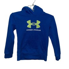 Under Armour Kids Blue Hoodie Sweatshirt Logo Pullover Size 7