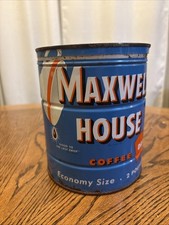Maxwell House Vintage Coffee Can, 2lb, Blue and Orange, with Lid