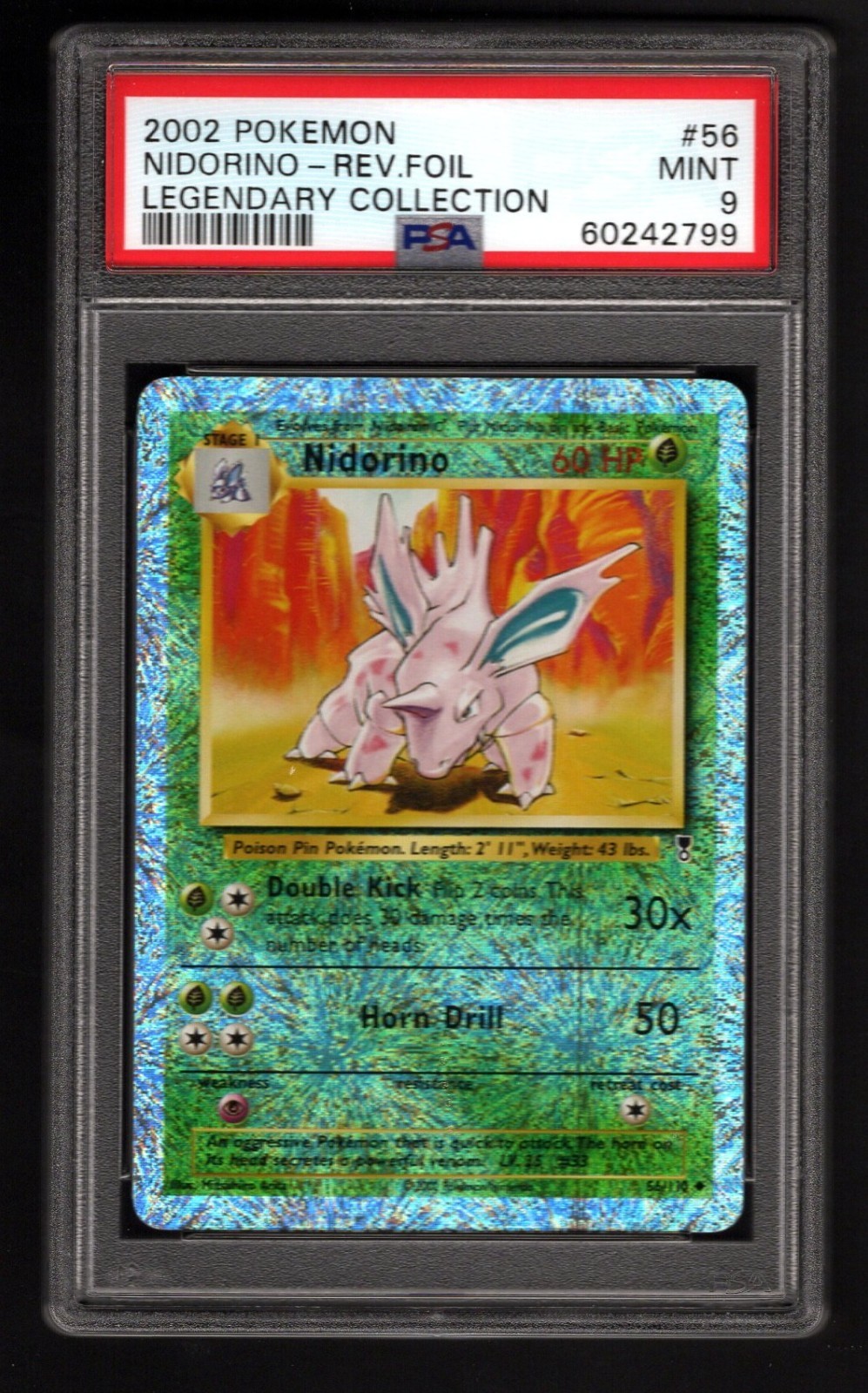 Nidorino Reverse Foil #56 2002 Pokemon Legendary Collection PSA 9