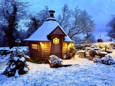 Sloping Wall 9.2m2 Grill cabin / BBQ / Grillkota / Log cabin / Hobit  Hut / Kota