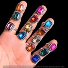 925 Sterling Silver Plated Octagon Shape Multi Topaz Gemstone Rings Lot Jewelry