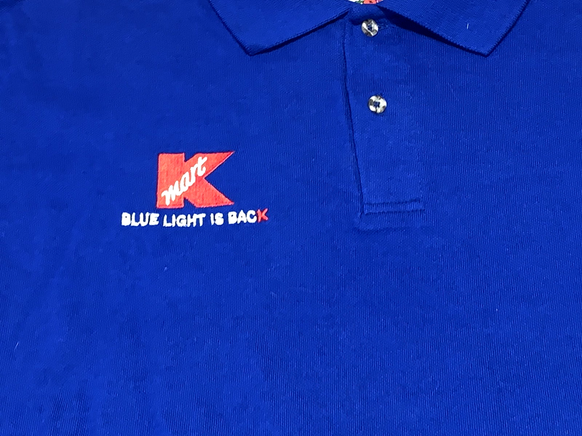 Rare Vintage K-Mart Blue Light Is Back Kmart Embroidered Golf Polo 