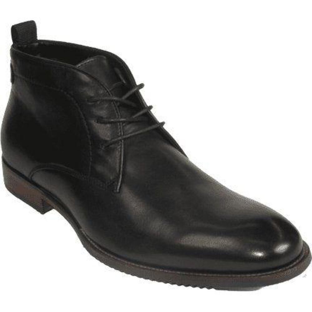 Mens Steve Madden Boot High Top Shoes Lace up Soft Leather Shaunn Black 31590₽