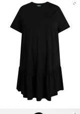 Terra & Sky Tiered Dress Plus Size Black - Cotton Stretch Blend - Short Sleeves