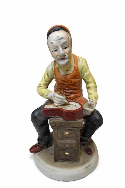 Vintage Watchmaker Clock Repairman Figurine Ceramic Hand Painted 9in