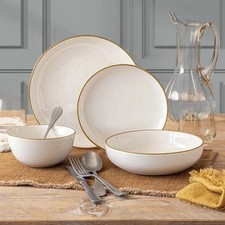 Over & Back Options 16-piece Dinnerware Set - Sage Stoneware, NEW WHITE
