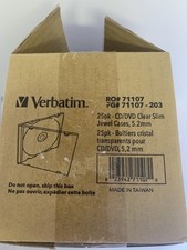 Verbatim CD/DVD Clear Slim Jewel Cases 25 Pack Never Opened New 