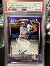 2025 Bowman Yeremi Cabrera #CPA-YC Purple Refractor /250 Numbered PSA 10 🔥💎🔥