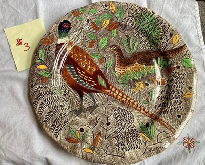 Vintage Gien Rambouillet Plate PHEASANT French Faience Hunting Scene 10''