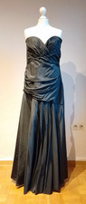 Abendkleid lang, schmal, Größe 44,  Schwarz, Corsage, gerafft, schulterfrei Taft