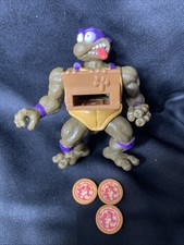 Vintage 1993 TMNT Pizza Tossin' Don Figure Donatello With 3 Pizzas