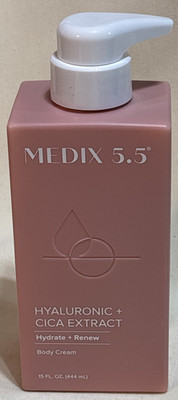 MEDIX 5.5 HYALURONIC + CICA EXTRACT Hydrate Renew BODY CREAM 15 oz.