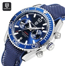 QINGXIYA Mens Chronograph Quartz Watch Silicone Strap Waterproof Luminous       