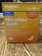 Amazon Basic Care Nicotine Gum 2mg Fruit 160ct Stop Smoking Aid 10/26