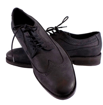 Men's Dress Shoes NEW Brusque (Portugal) Black Oxford Leather Rubber Tag 13 US