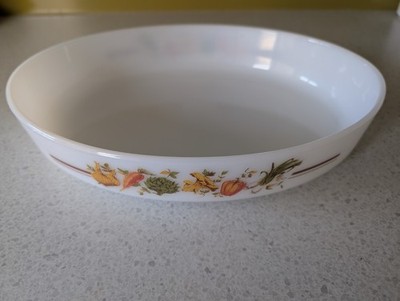 Arcopal große ovale Auflaufform Ernte Gemüse / Hülsenfrüchte Glasschale Frankreich