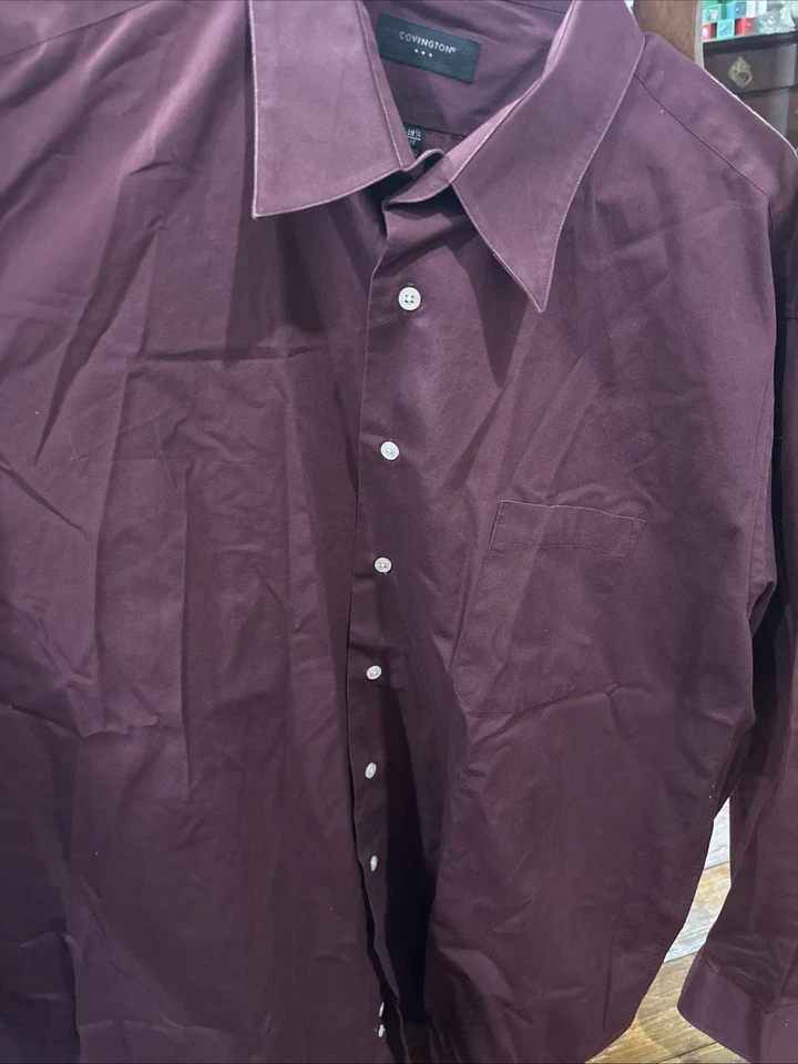 Camisa de manga larga Covington ajustada borgoña con botones para hombre 2xl/18 1/2 34-35 Foto 2 de 4