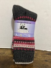 2 PAIR KODIAK WOMEN THERMAL SOCKS WOOL BLEND SIZE 4-10 PINK /GRAY