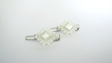 Two small tiny white pearl hair pin clip barrettes fine hair