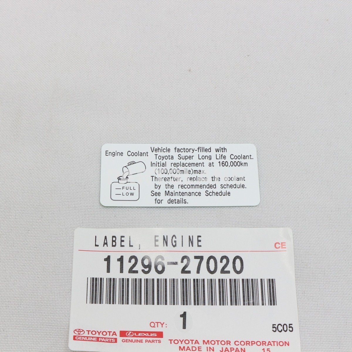skipm様 確認用おく 11296-27020 Toyota OEM Genuine LABEL, ENGINE SERVICE INFORMATION