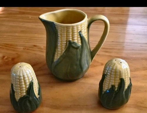 Vintage Shawnee Pottery~Corn Salt & Pepper Shakers~Cream Pitcher