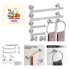 Elegant 8-Piece Brushed Nickel Bathroom Towel Rack Set - Easy Install, Durable