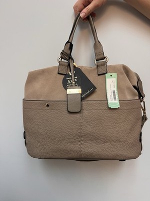 Moda Luxe London Tan Vegan Leather  Large Satchel Shoulder Handbag Purse