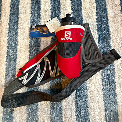 Salomon Hydration Running Belt 1 Bottle Adjustable Reflective One Size Red