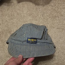 Vintage 80s 90s Oshkosh B'gosh Railroad Engineer Hat Made in USA Hickory Striped
