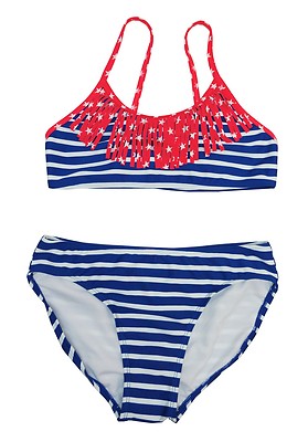 SO Americana Patriotic Star & Stripes 2-Pc. Bikini Top & Bottom Girls