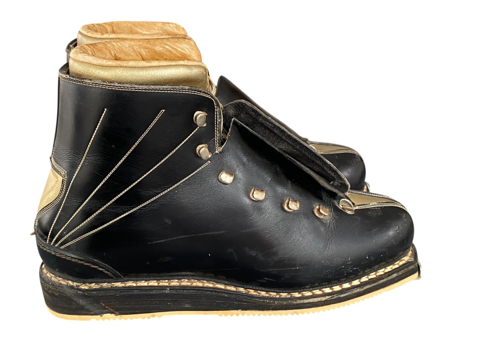 SALOMON Scarponi da sci vintage Made Italy PIRELLI slalom pelle nera uomo taglia 8