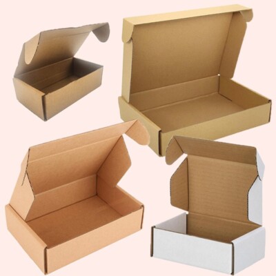 Multi-size corrugated cardboard boxes are used for packaging, moving and storage