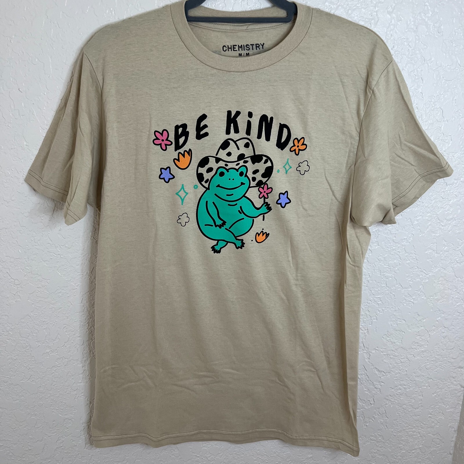 ALTRA T shirt uomo chimica Medium Be Kind To Other beige cowboy rana NUOVA