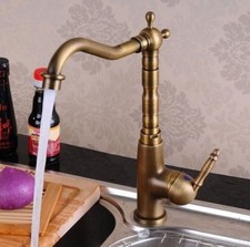 Antique Brass Swivel Spout Kitchen Faucet Cold and Hot Water Mixer Tap Ksf003
