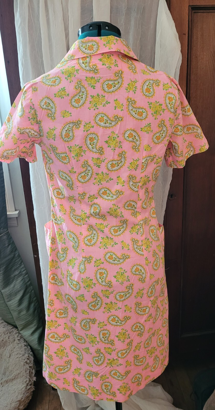 Vintage 1960's Dress Shift Housedress Paisley Fro… - image 8